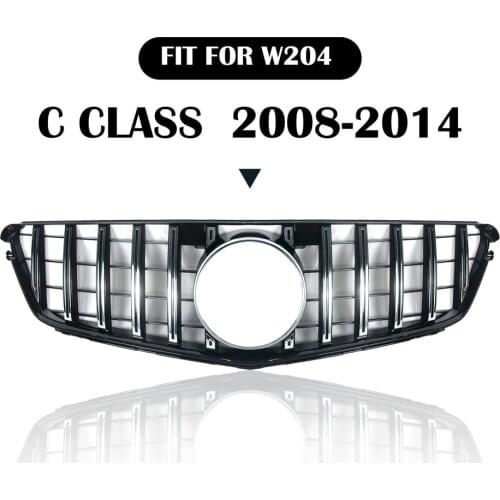 Auto Grille For C-Class W204 Grill GTR GT C180 C200 C300 For AMG Saloon Wagon Coupe 2008-2014 Front Bumper Mesh Cover Grills