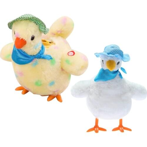 Cartoon Novelty 9inch Hen Laying Eggs Plush Stuffed Music Dancing with Sound Educational Interactive Toys