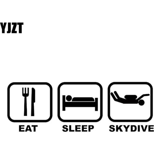 YJZT 16.4*5.6CM Interesting Eat Sleep SKYDIVE Car Stickers Accessories Vinyl Silhouette C12-0752