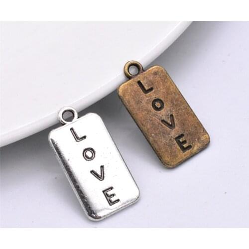 NEW 10pcs/lot 25x12mm Two Colors Plated Love plate Charms Pendant DIY Handmade Jewelry Accessories