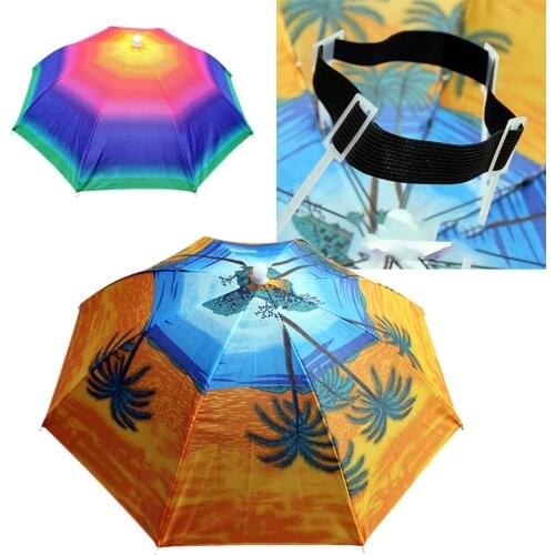 New Foldable Head Umbrella Hat Cap Golf Outdoor Sun Headwear Fishing Hat Camping Anti-Rain Fishing Sun Umbrella Hat