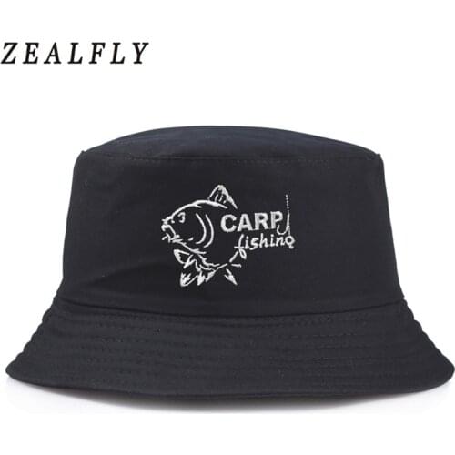 Carp Embroidered Logo Bucket Hat Mens Outdoor Fishing Hunting Cap Unisex Fashion Bob Caps Outdoor Beach Fisherman Panama