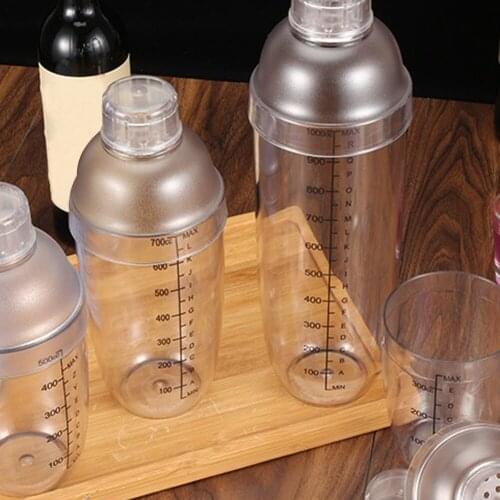 Plastic Cocktail Shaker Clear Bar Shaker Milk Tea Cup Bartender Bar Tools Accessories with Measurements