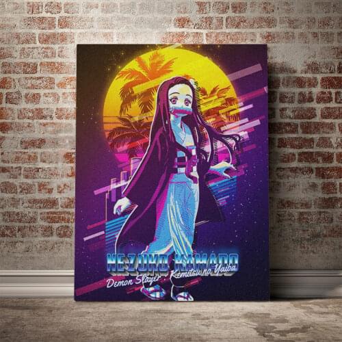 Nezuko Kamado retrowave Poster Canvas Wall Art Decoration prints for living Kid Children room Home bedroom decor painting