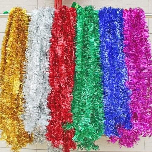 About 2M/Pcs Gold Silver Red Garlands Tinsel Christmas Tree Ornament Wedding Party Supplies Decorations