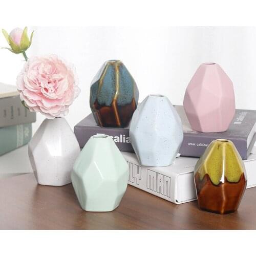 Simple Ceramic Flower Vase Succulent Planter Desktop Flower Dried Flower Office Home Aromatherapy Bottle Handicraft Decoration