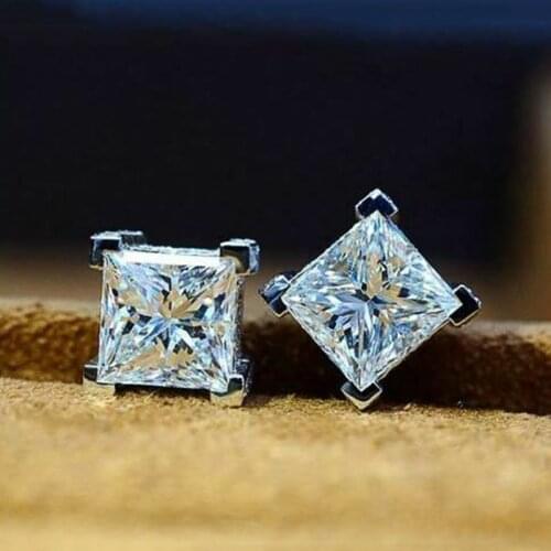 Huitan Simple Princess Square Earrings Women/Men Hot Accessories Piercing Luxury Inlaid AAA Cubic Zirconia Fashion Jewelry 2021