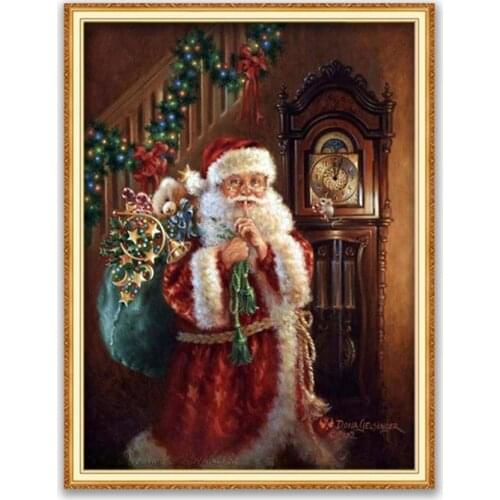 Christmas Santa Claus DIY Cross Stitch 11CT Embroidery Kits Craft Needlework Set Cotton Thread Printed Canvas New Design On Sale