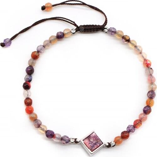 Square Crystal Charm Bracelet Handmade 4MM Mini Stone Beads Adjustable Size For Women Jewelry Christmas Gift Bracelet GB029