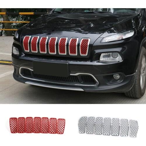 SHINEKA Car Styling ABS Center Honeycomb Mesh Front Grille Insert Trims Cover for Jeep Cherokee 14-16 Exterior Accessories