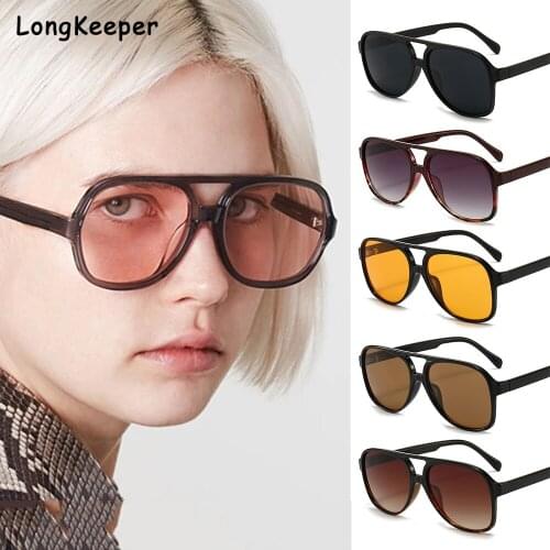 Mens Retro Pilot Sunglasses For Women Classic Large Oversized Square UV400 Outdoor Goggles Lunette De Soleil Femme Double Bridge
