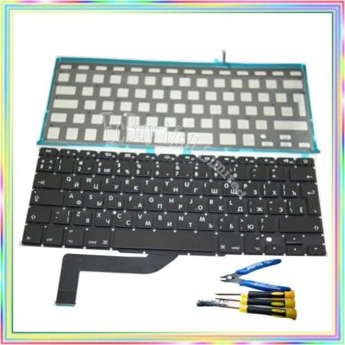Brand new Russian RU Keyboard with Backlight & keyboard screws & screwdriver tools for Macbook Retina 15.4" A1398 2013-15 Years