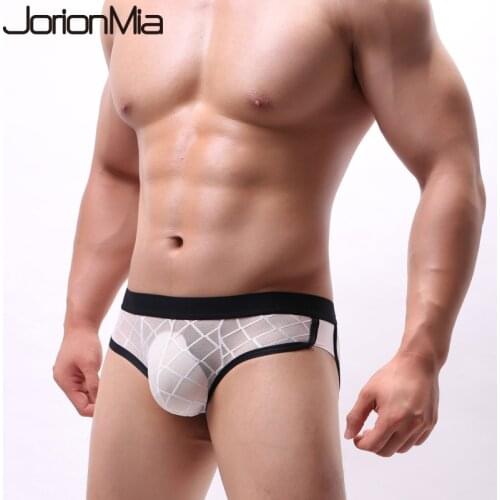 New Fashion Mens Underwear Briefs Sexy Breathable Mens Brief Transparent Underpants Man Low Waist Panties Gay Men Shorts HT021