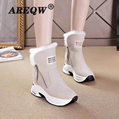 Snow Boots Women 2021 Winter Boots High Plush Warm Shoes Plus Size Easy Wear Girl White Zip Shoes Female Hot Boots
