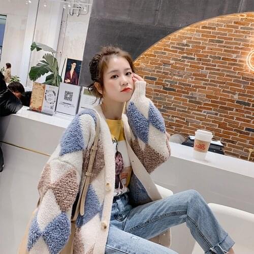 Women Sweater Spring Autumn Casual Korean Ladylike Computer Knitted Full Cardigans Patchwork Sweater For Teenage Girls All-match