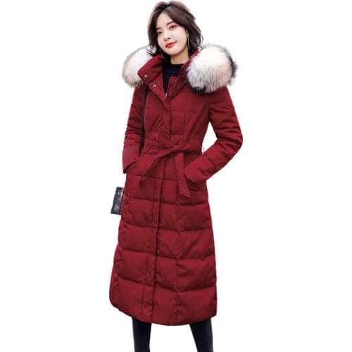 2019 Winter Parker Fashion New Womens Jacket Cotton Coat Waist Korean Version Long Section Over Knee Jacket Female Cotton Coat