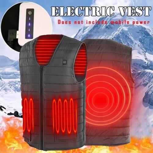 5 Areas Heated Vest Men Electric Heating Vest Thermal Warm Heating Clothes Outdoor Fishing Hunting Vest Winter Usb Heated Jacket
