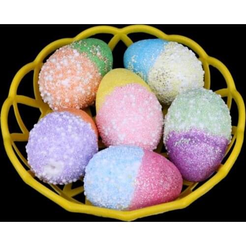 1 Basket Foam Easter Eggs Painted DIY Crafts Artificial Ornament Kids Gift Decor QX2E