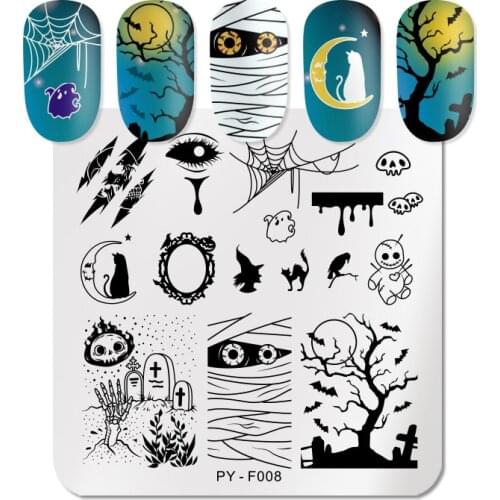 1Pc PICT YOU Halloween Series Nail Stamping Plates Magic Cat Animal Nail Art Stamping Geometric Stamp Templates Stencil Tools