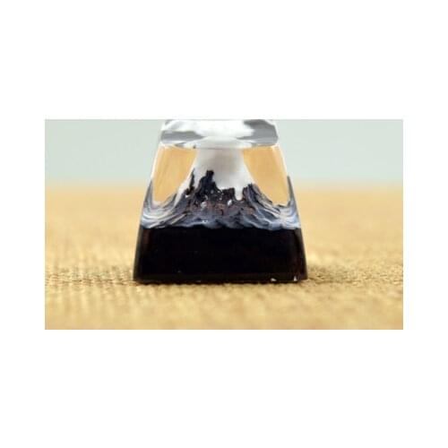 1pc SA Profile Mt. Fuji Resin Ebony Wood Keycap Mechanical Keyboard Creative Hand-made Backlit Key Cap for MX Switches ESC
