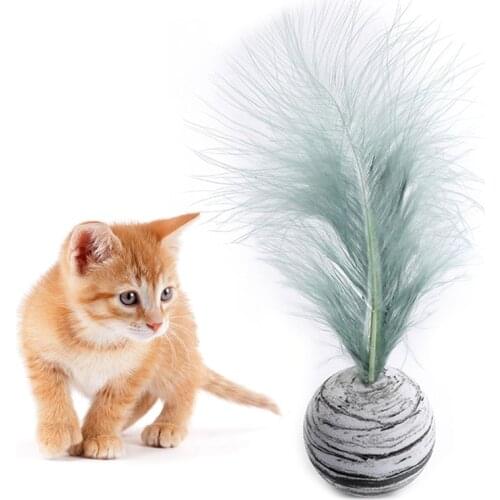 1pc Funny Cat Toy Star Ball Plus Feather EVA Material Light Foam Ball Throwing Toy Star Texture Ball Feather Toy For Dog Cat New