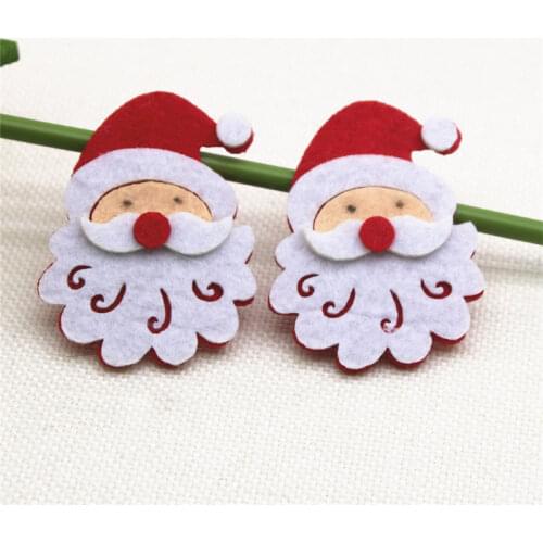 4.5CM 10pcs Non-woven patches Father Christmas Felt Appliques for clothes Sewing Supplies diy craft ornament