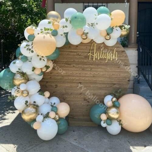 2021 Retro Green Skin Balloon Garland Arch Kit Macaron White Metallic Gold Balloons Baby Shower New Year Birthday Party Supplies