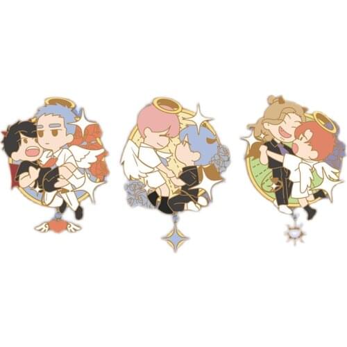 3 Designs Comic Here U Are Metal Badge Yu Yang, Li Huan Cartoon Character Badges Pendant Manga Around