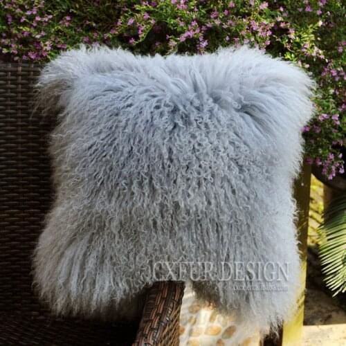 FREE SHIPPING CX-D-04P Plush Cushion Sofa Fur Pillow Cover Home Decoration Mongolian Lamb Fur Cushion Case