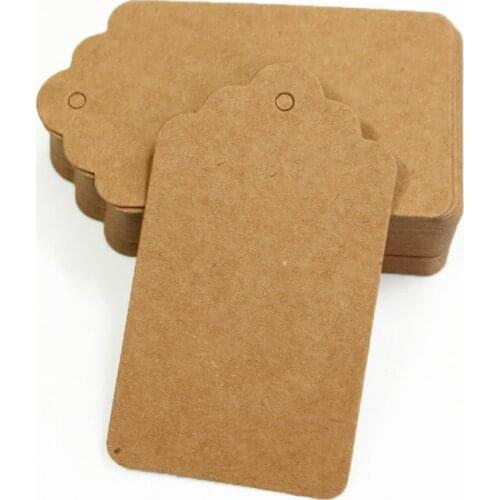 100pcs 4x7cm Vintage Blank Kraft Paper Tag Wedding Birthday Party Gift Tag Packing Hang Tags DIY Sewing Garment Tag Price Labels
