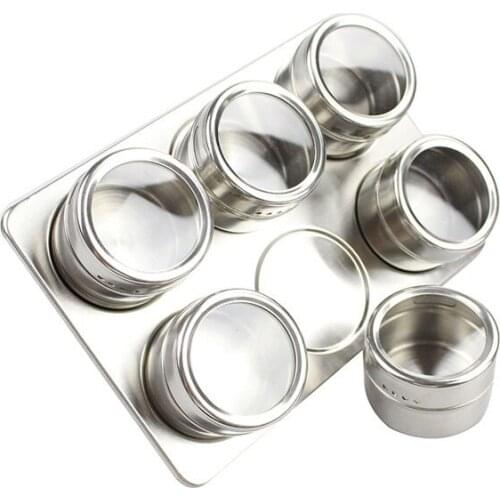 7in1 stainless steel Magnetic Spice Jar Set Kitchen Rack Holder Seasonings Containers Condiments Storage Box 30set/lot