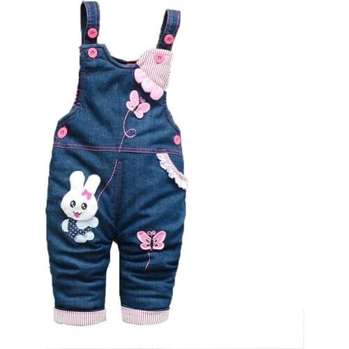 Baby Girl Overalls Spring Infant Cotton Jeans Rabbit Rompers Bebes Cartoon Clothes Toddler denim Pants jumpsuit Kids Clothing