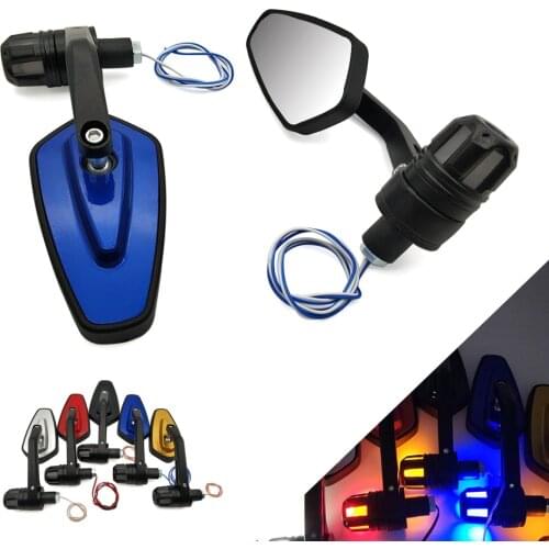For KAWASAKI KLX 150 250 KLX250 KLX 450R KDX 125 250 Motorcycle Side Mirror LED Handle Bar End Mirrors Turn Signal light