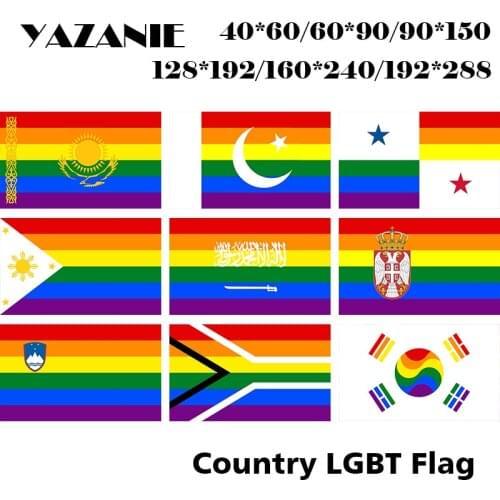 YAZANIE All Size Kazakhstan Pakistan LGBT Pride Flag Panama Saudi Arabia Serbia Rainbow Flag Philippines Slovenia Gay Flag