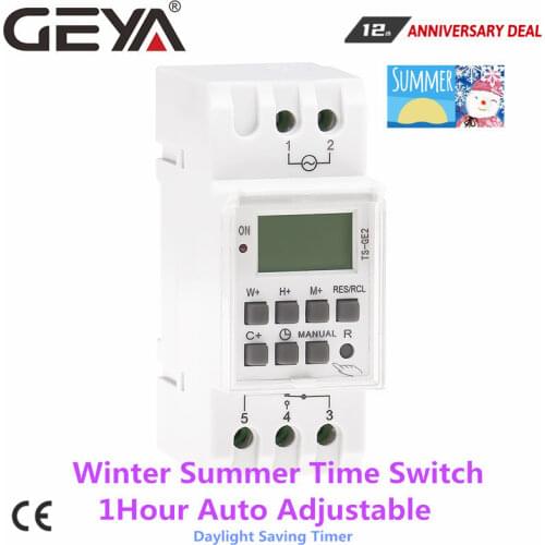 GEYA Winter Summertime Switch 1Hour Automatic Adjustable Timer Programmable Daily Weekly Digital Time Controller 16A 220V