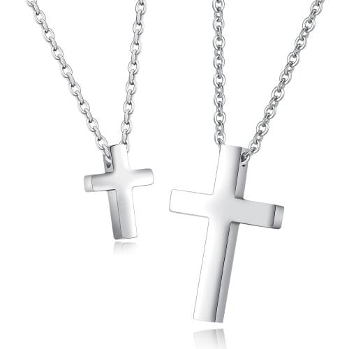 Cross Couple Necklace Jesus Pendant For Men Women Religious Christian Jewelry Rose Gold Black Gold Silver Color Chain Link