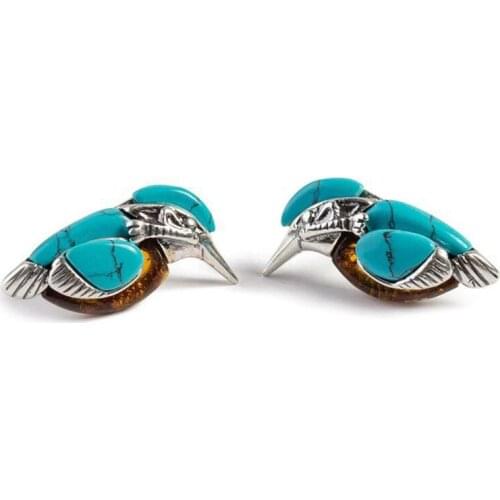 Tiny Vintage Earring Natural Style Blue Turquoises Bird Stud Earrings Cute Animal Shaped Party Accessories Jewelry Gifts