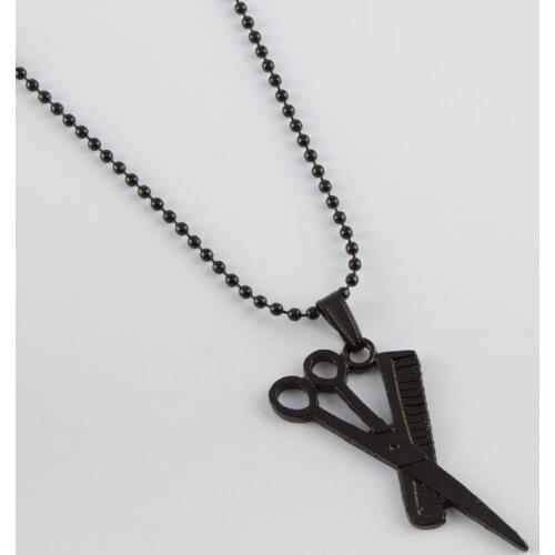 Comb Scissors Metal Necklace
