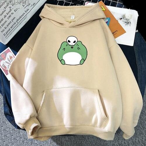 Skateboard Frog Skull Cute Sweatshirt Women/Men Plus Size Hoodies for Teens 2021 Spring Harajuku Warm Pullover Gothic Streetwear