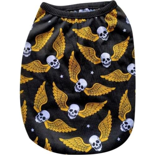New Summer Cartoon Halloween Skull Printed Vest Pet Dog Clothes Yorkshire Clothing For Kitten Puppy T-shirt Sports Supplies