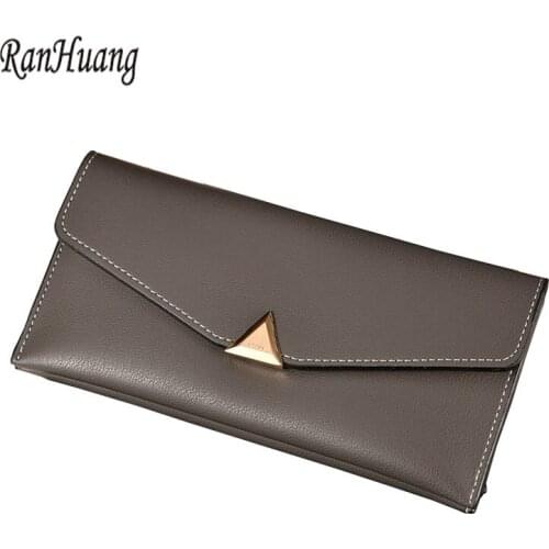 RanHuang New Arrive 2019 Women Fashion Thin Wallets PU Leather Long Design Wallets Womens Card Holder Casual Purses porte monna