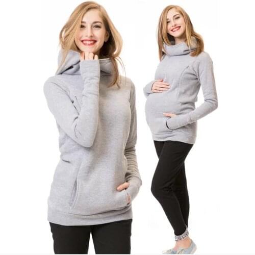 Pregnancy Women Breastfeeding Maternity Clothes Tops Nursing Hooded Lactation Clothes For Pregnant Sweatshirt Large Size Shirts