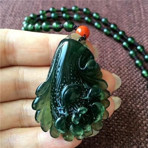 Natural green jade pendant necklace jade Hand-Carved women men cabbage necklaces pendants jadeite jade jewelry