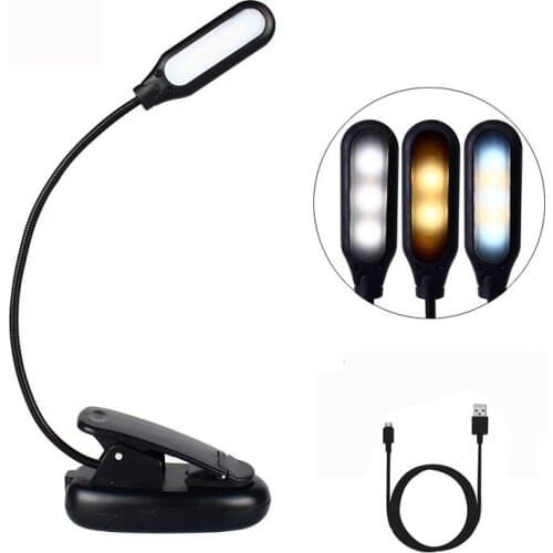 Portable Reading Lamp USB Rechargeable Led Book Light 5 Leds Touch Switch Clip Lamp Flexible 3 ModesFor Powerbank Notebook Light