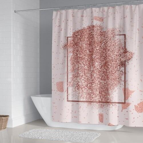 Pink Shiny Spots Shower Curtain Luxury Design Bathroom Waterproof Bath Curtains Bathtub Screen Wall Decoration With Hooks Set