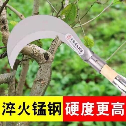 Agricultural long handle scythe green mowing knife weeding scythe chive scimitar cutting wheat straw Lian knife Wo sickle