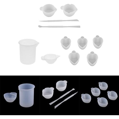 11pcs/Set Silicone Stirring Rods Stick + Mixing Measuring Distribution Cups Epoxy Resin Tool