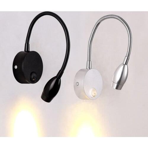 Modern Wall Sconce with Switch, Flexible Hose LED Bedside Reading Wall Lamp Light, Warm/ White Light, for Bedroom Kitchen