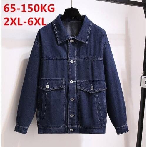 Fat Girl Vintage Plus Size Denim Jacket Autumn New Casual Loose Womens Long Sleeve Tops Button Cardigan Lapel Denim Coat 2-6XL