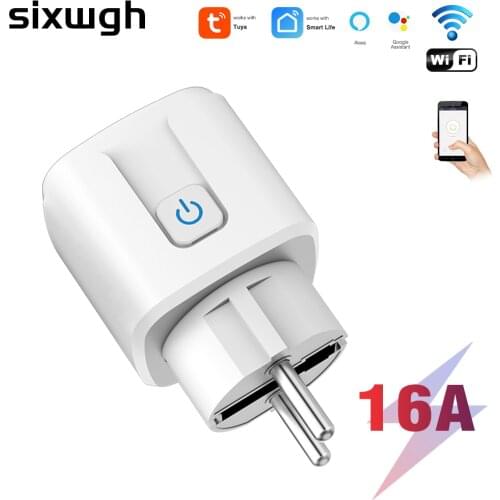 Tuya EU WIFI Smart Socket 16A Adapter Supports Wireless Remote Voice Control Power Monitor Timer Outlet Plug for Google Home Al